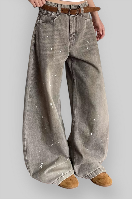 Paint grey baggy jeans