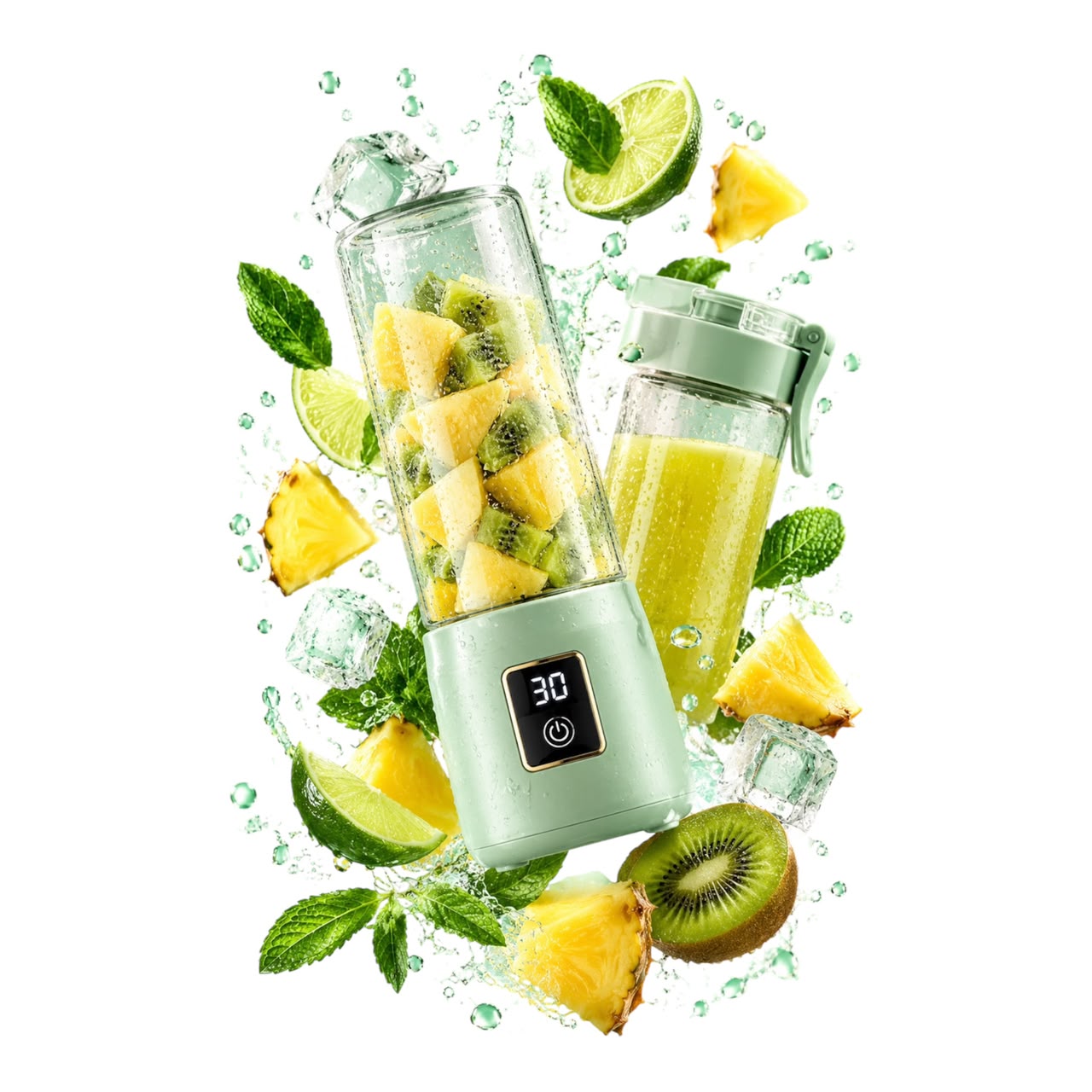 Mint BLENDOVE with pineapple, kiwi, lime and ice